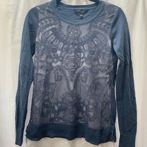 Simply Vera Vera Wang Blue Graphic Crew Neck Sweatshirt